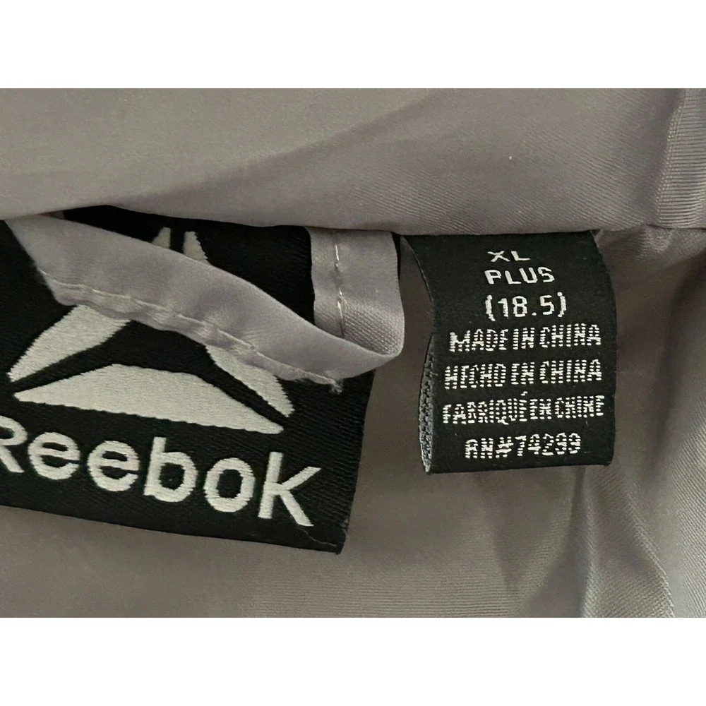 Reebok Kids Unisex XL 18 Gray Puffer Jacket‎ Full Zip Mock Neck Coat Outerwear
